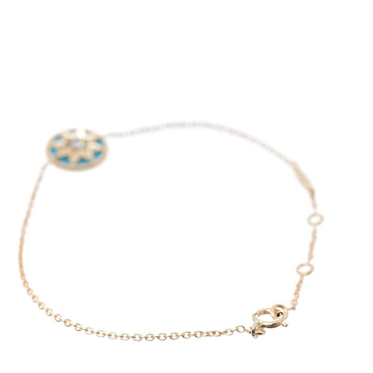 Christian Dior 18K Yellow Gold Diamond Turquoise Rose Des Vents Bracelet 3 of 7