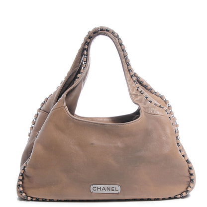 Chanel Leather Chain Hobo Beige 1 of 7