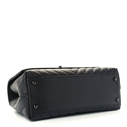 Chanel Caviar Chevron Quilted Small Coco Handle Flap So Black 4 of 11