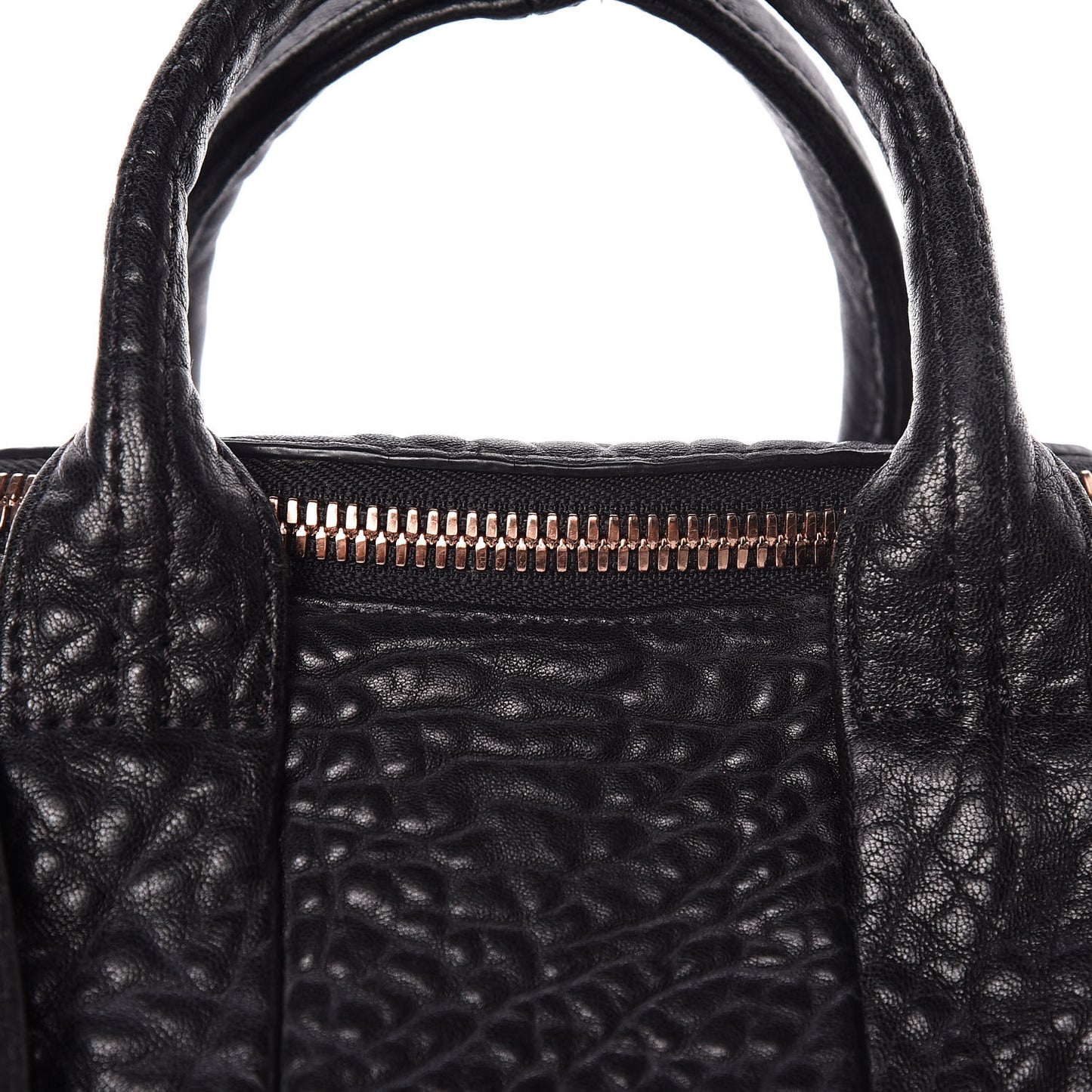 Pebbled Lambskin Mini Rockie Black Rose Gold Hardware