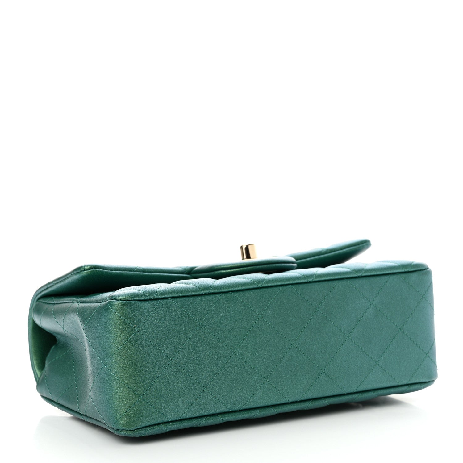 Chanel Lambskin Quilted Mini Rectangular Flap Dark Green 4 of 11