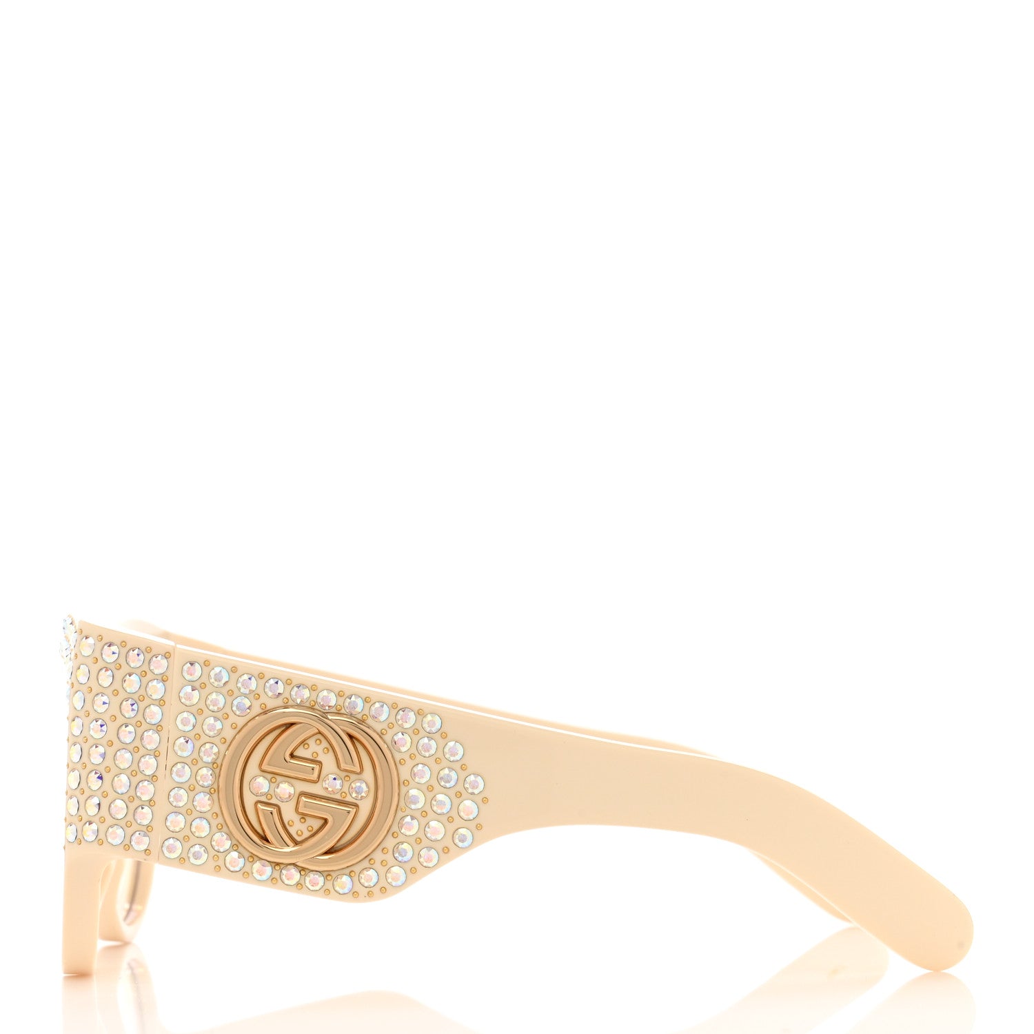 Gucci Acetate Crystal Oversize Hollywood Forever Sunglasses GG0144S Ivory 3 of 7