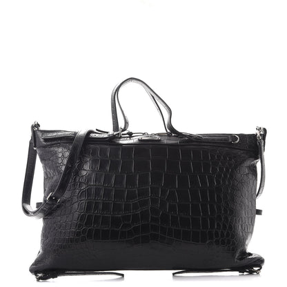 Saint Laurent Calfskin Crocodile Embossed Large Convertible ID Bag Black 1 of 8