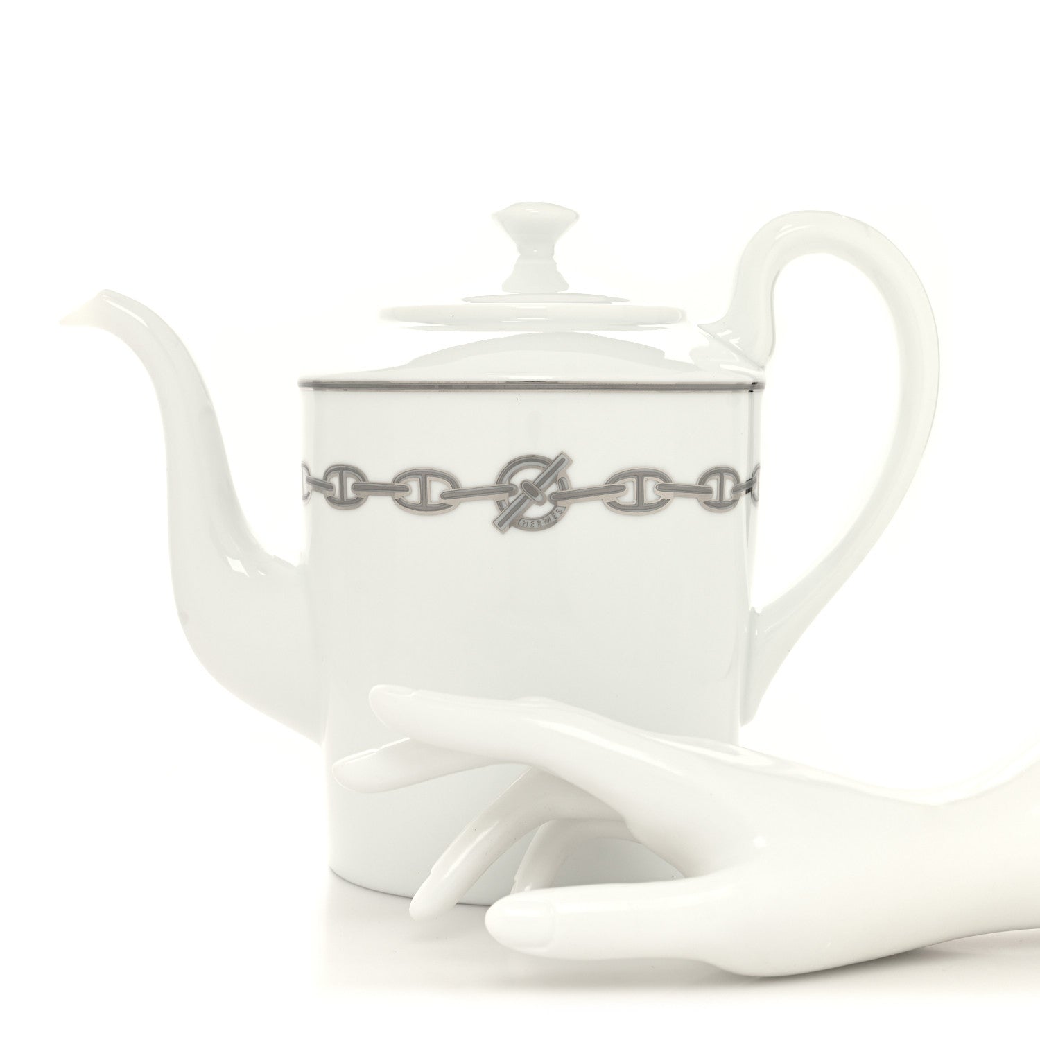 Hermes Porcelain Chaine d' Ancre Platine Coffee/Tea Pot 2 of 7