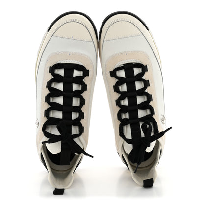 Chanel Velvet Calfskin Mixed Fibers Mens CC Sneakers 44 Ivory Black 2 of 11