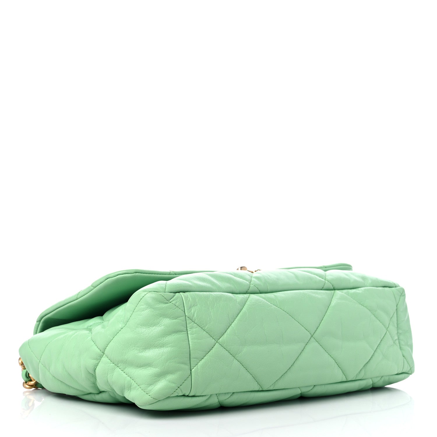 Chanel Goatskin Quilted Maxi Chanel 19 Flap Green 4 of 10