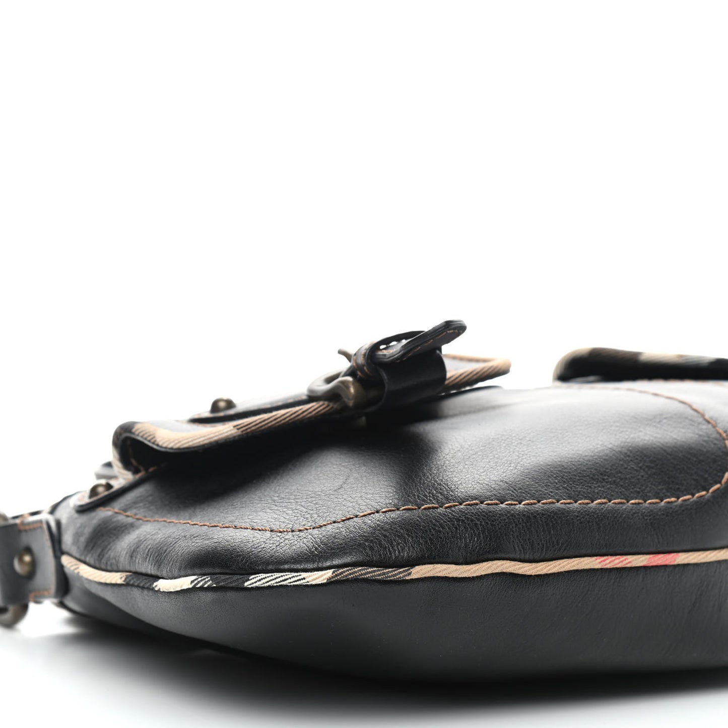 Calfskin Two Front Pocket Shoulder Bag Black