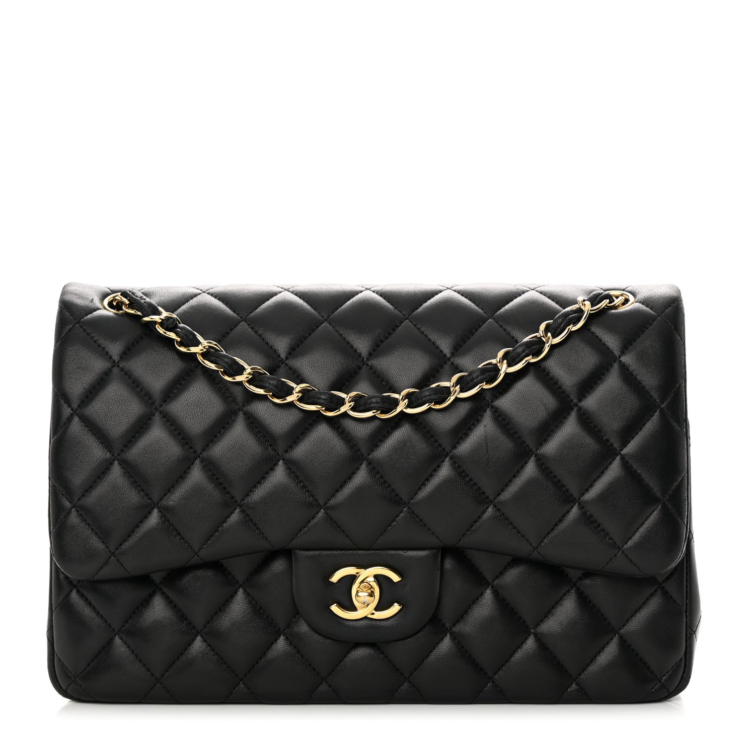Chanel Lambskin Quilted Jumbo Double Flap Black 1 of 19