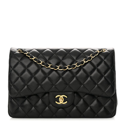 Chanel Lambskin Quilted Jumbo Double Flap Black 1 of 19