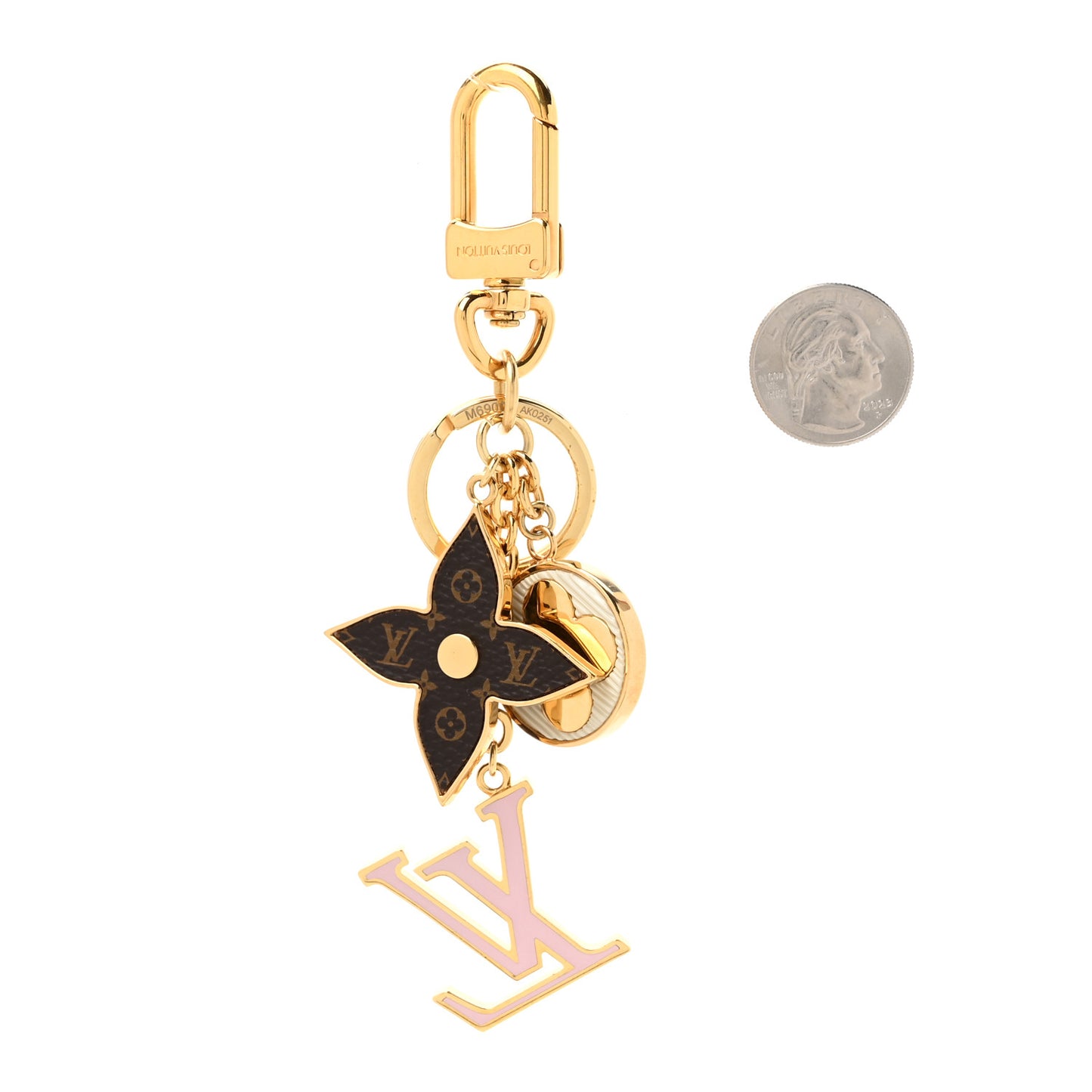 Metal Monogram Epi Spring Street Bag Charm Key Holder Gold