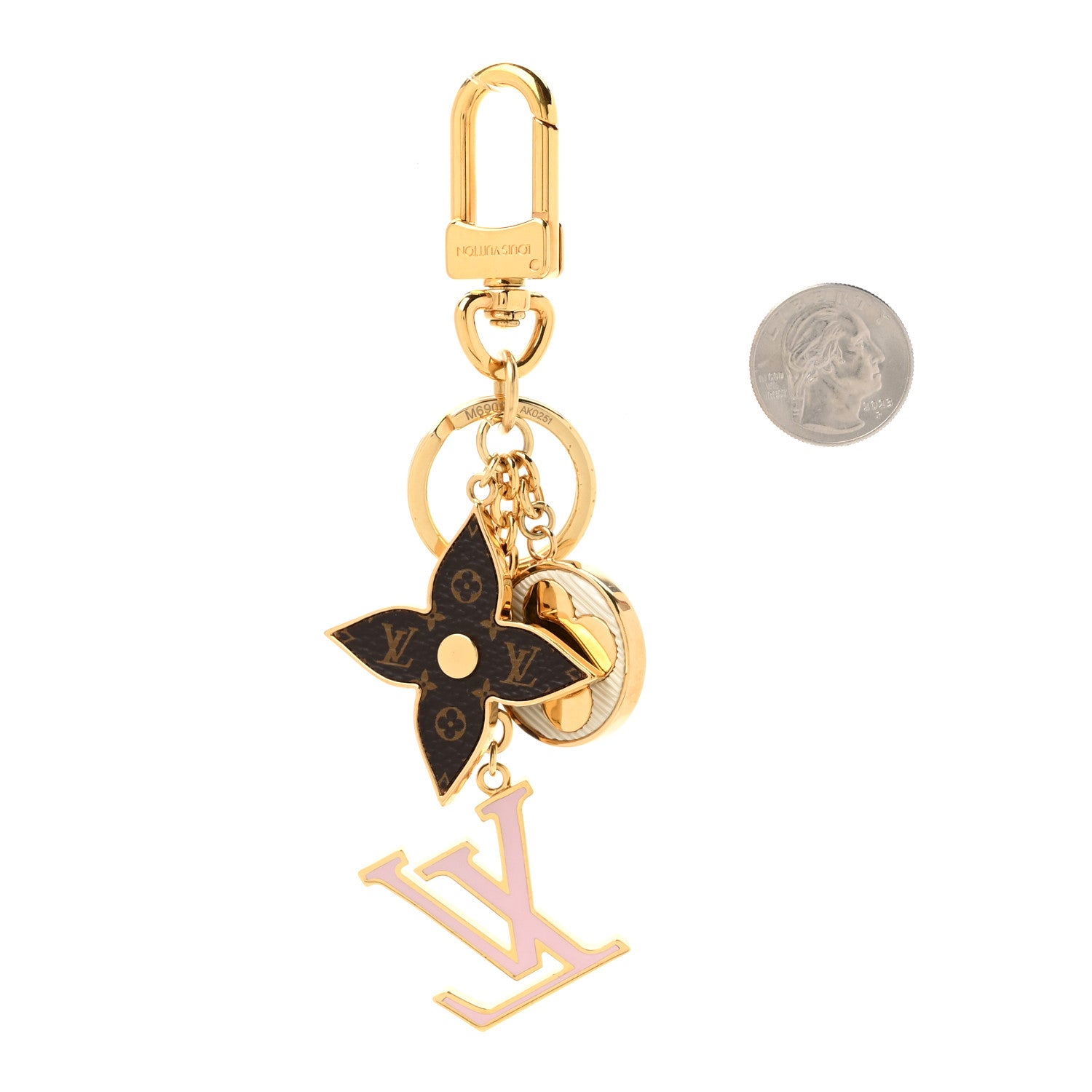 Louis Vuitton Metal Monogram Epi Spring Street Bag Charm Key Holder Gold 2 of 3