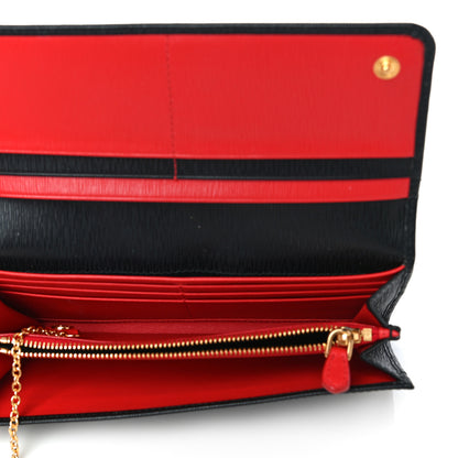 Prada Vitello Move Bi-Color Continental Flap Travel Wallet Black Lacca 6 of 11