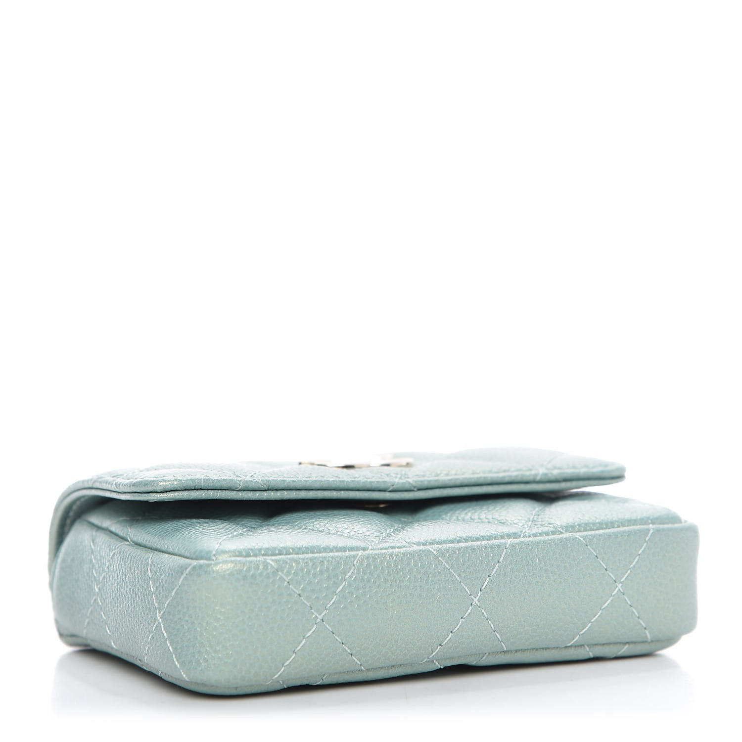 Chanel Iridescent Caviar Quilted Pearl On Top Coin Purse With Chain Light Green 4 of 11