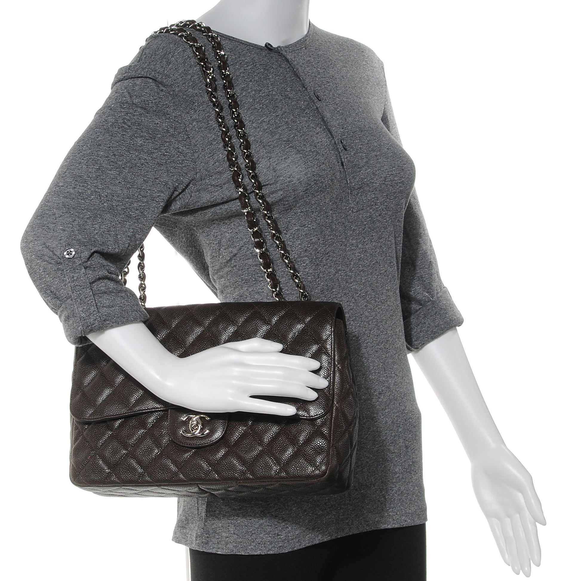 Chanel Caviar Jumbo Single Flap Dark Brown 2 of 8