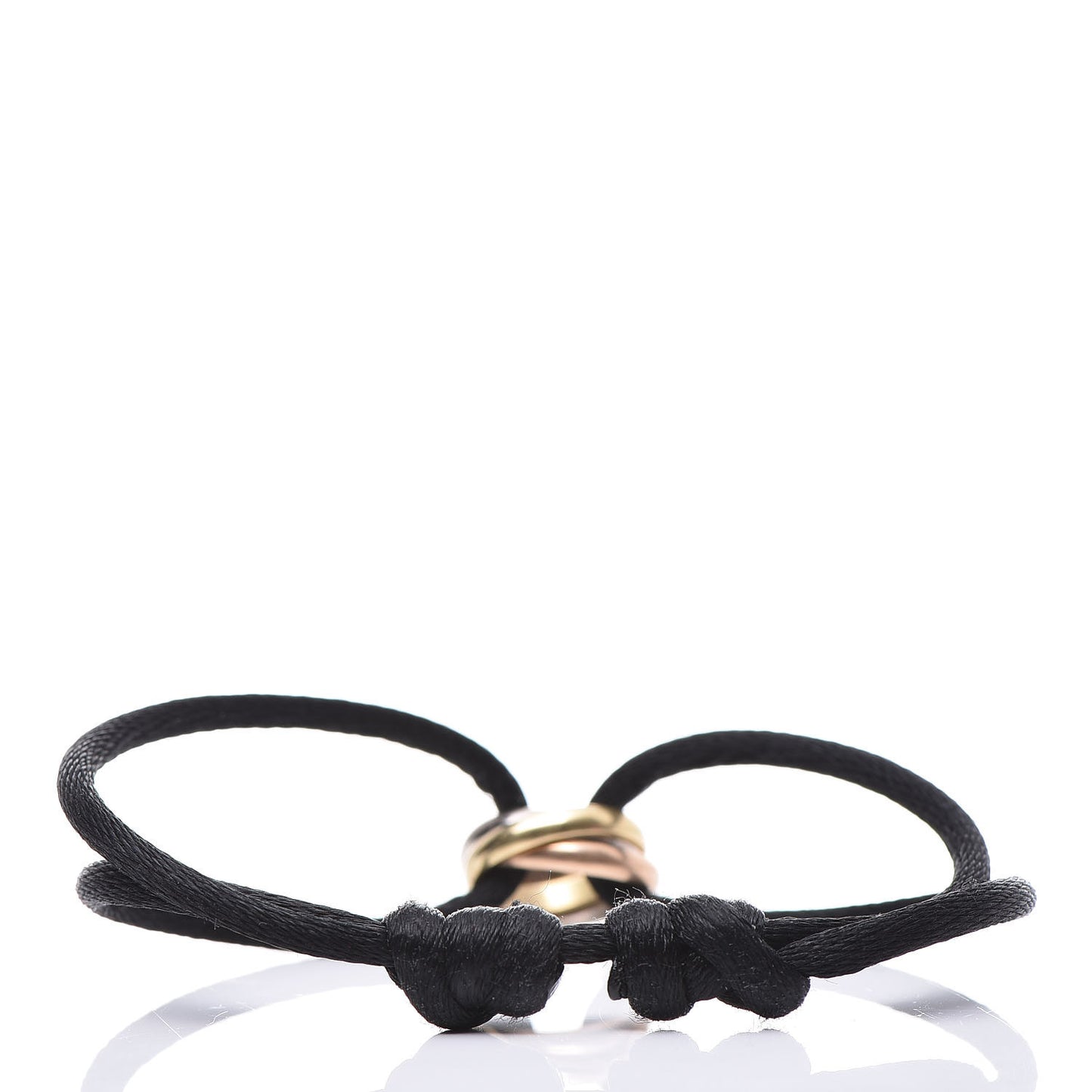 18K Pink Yellow White Gold Trinity Adjustable Cord Bracelet Black