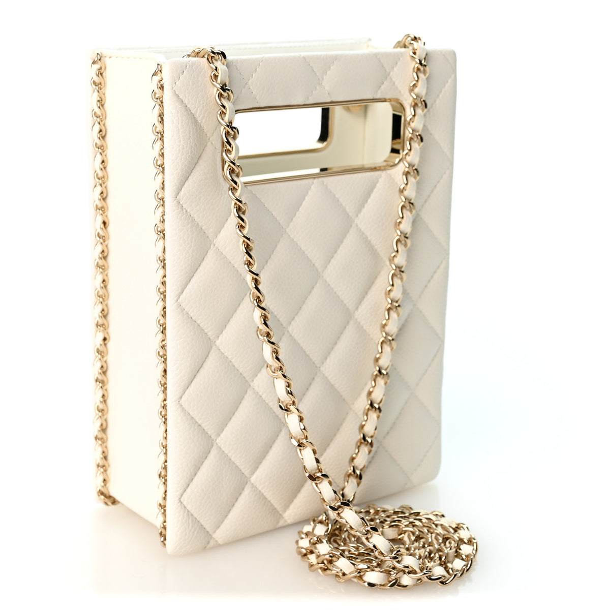 Caviar Quilted Evening Box Bag White