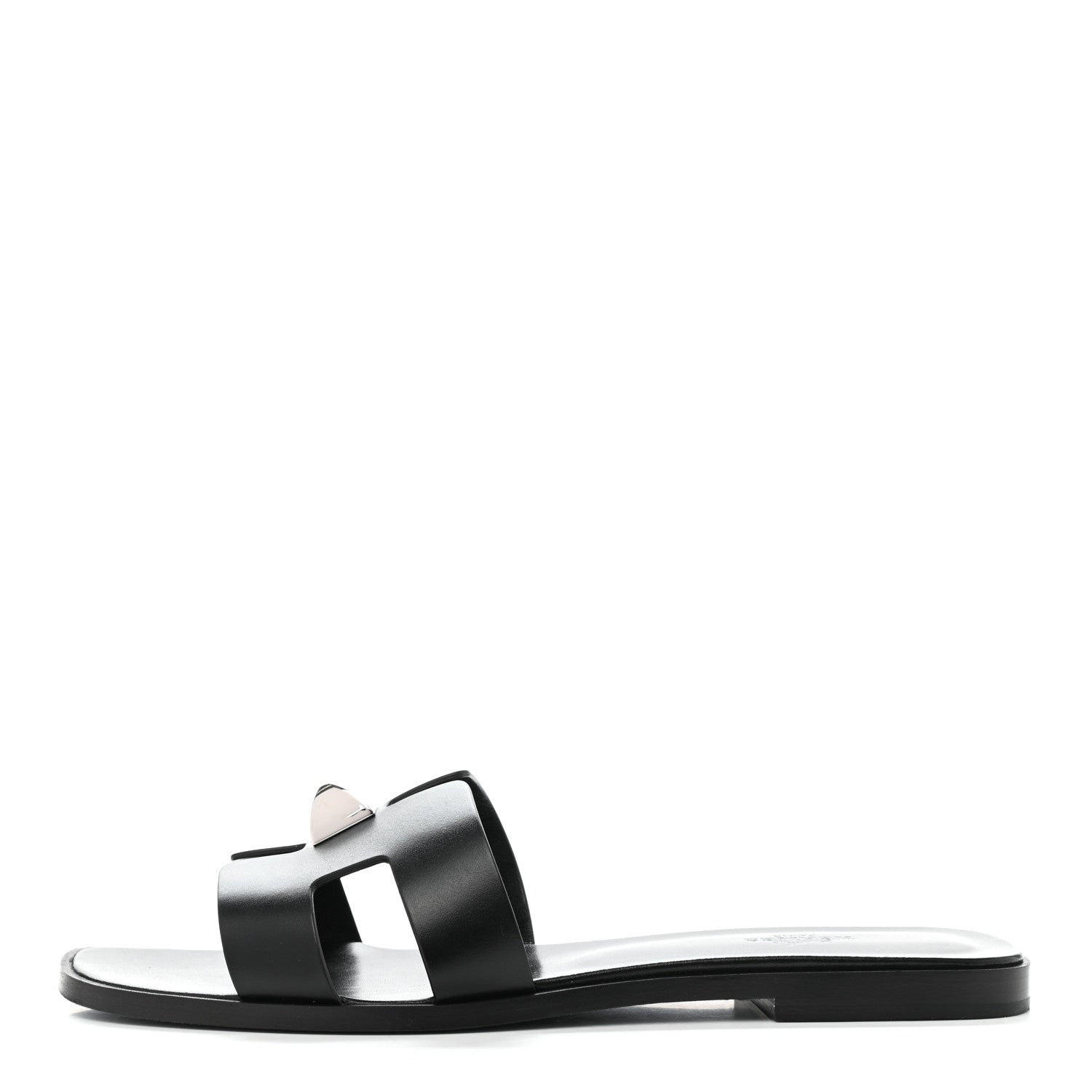 Hermes Box Calfskin Clous Pyramide Oran Sandals 40 Black 1 of 9
