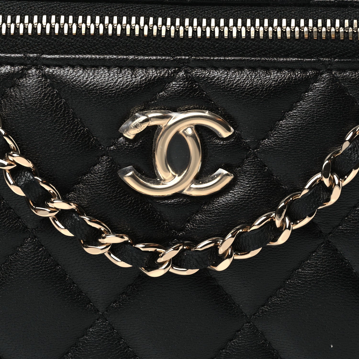 Chanel Lambskin Quilted Small Charming Top Handle Vanity Case With Chain Black 8 of 10