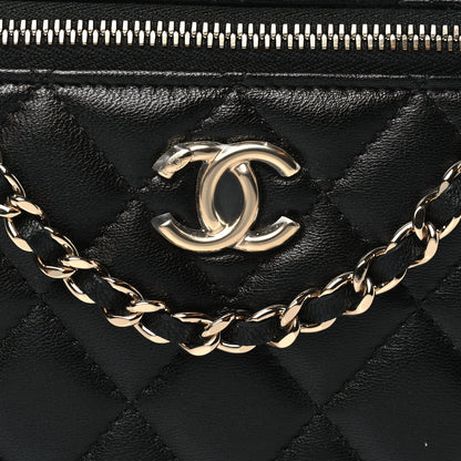 Chanel Lambskin Quilted Small Charming Top Handle Vanity Case With Chain Black 8 of 10