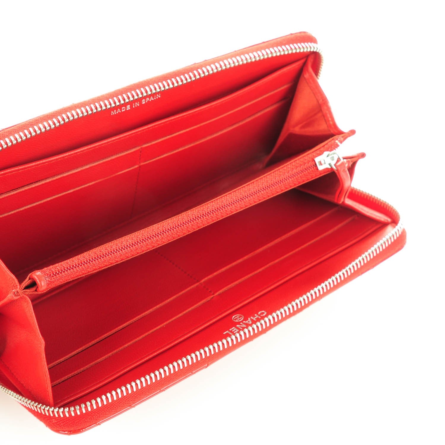 Chanel Patent Quilted Coco Boy Zip Around Wallet Red 5 of 8