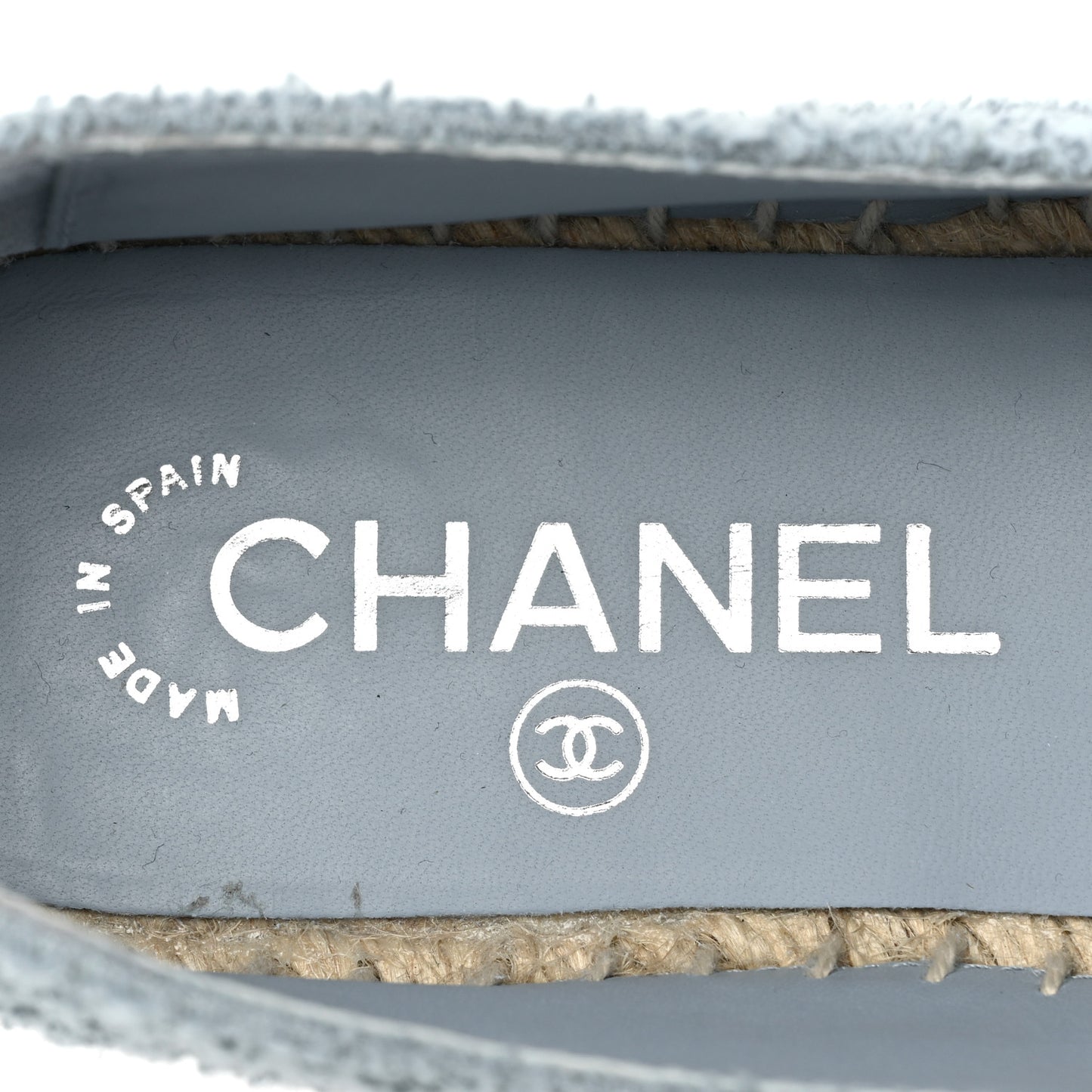 Fabric Grosgrain CC Espadrilles 37 Blue Light Gray Black