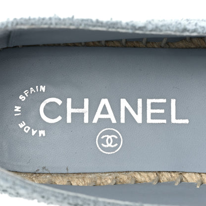 Chanel Fabric Grosgrain CC Espadrilles 37 Blue Light Gray Black 7 of 10