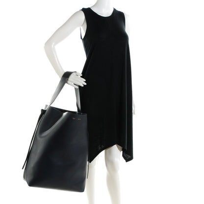 Celine Shiny Smooth Calfskin Oversized Bi-Color Twisted Cabas Navy Dark Green 4 of 11