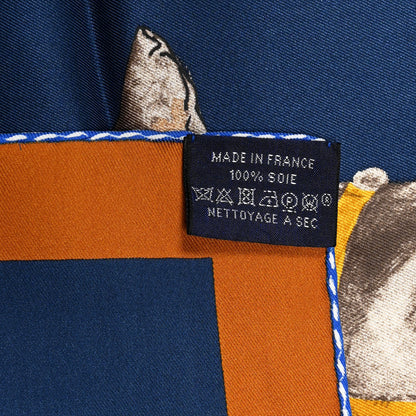Hermes Silk Les Bassets Scarf 70 Marine Sepia 4 of 6