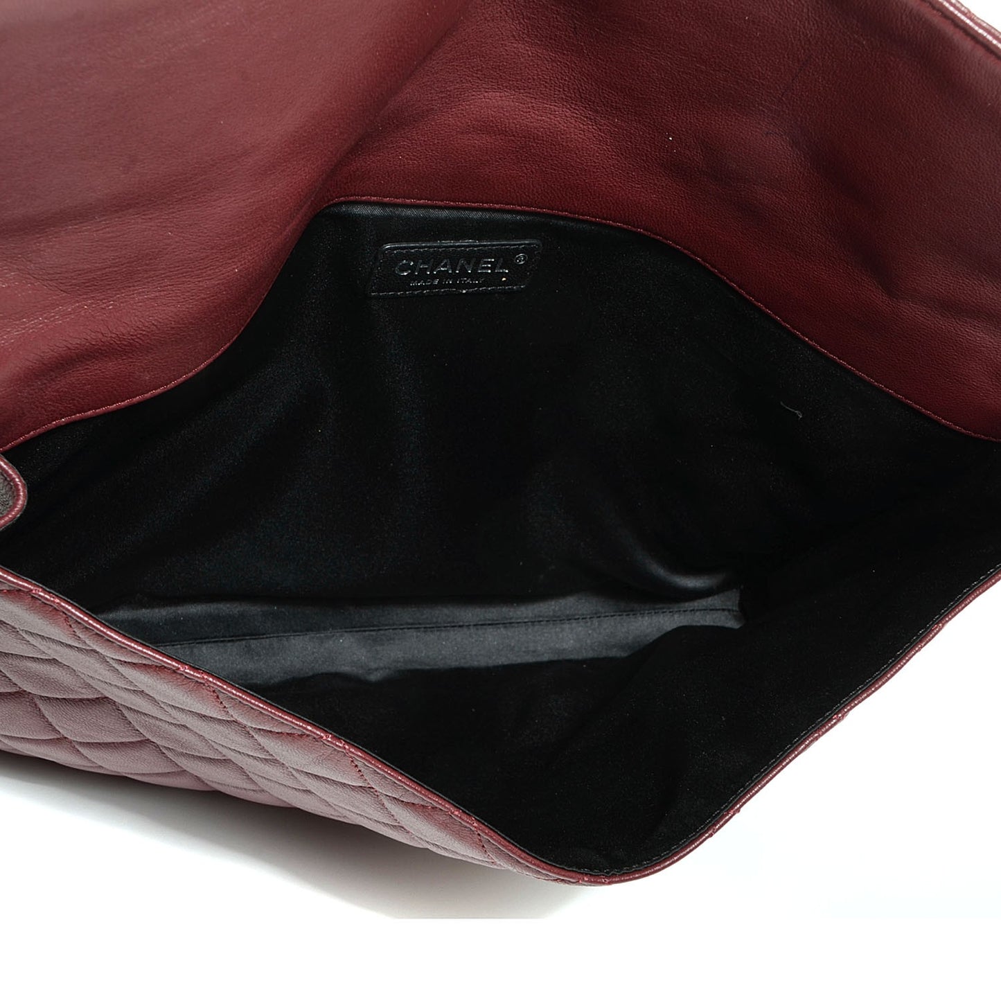 Calfskin Quilted Document Portfolio Holder Dark Red