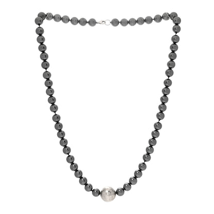 Tiffany Sterling Silver Hematite Hammered Bead Station Necklace 3 of 6