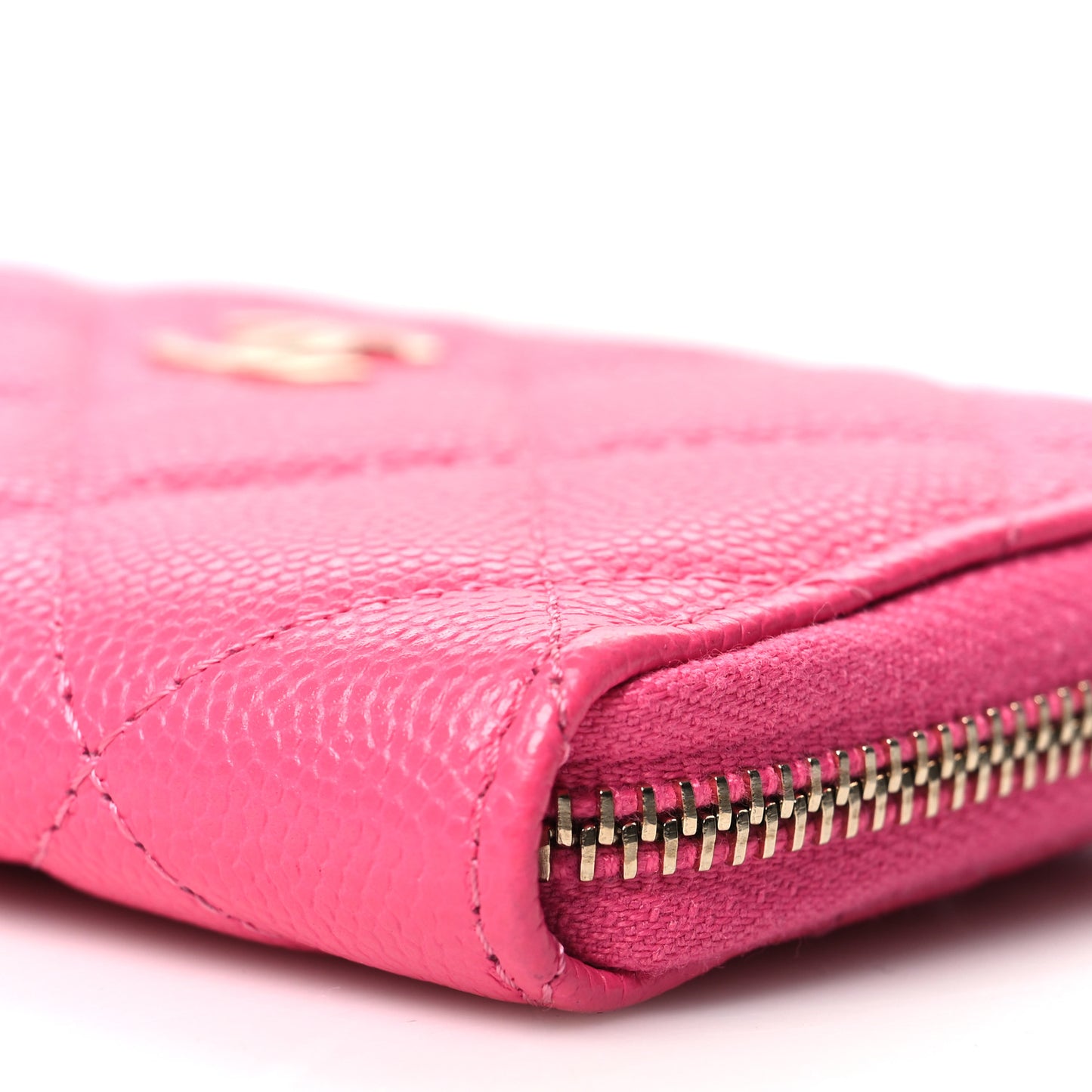 Caviar Quilted Zipped Key Holder Case Pink