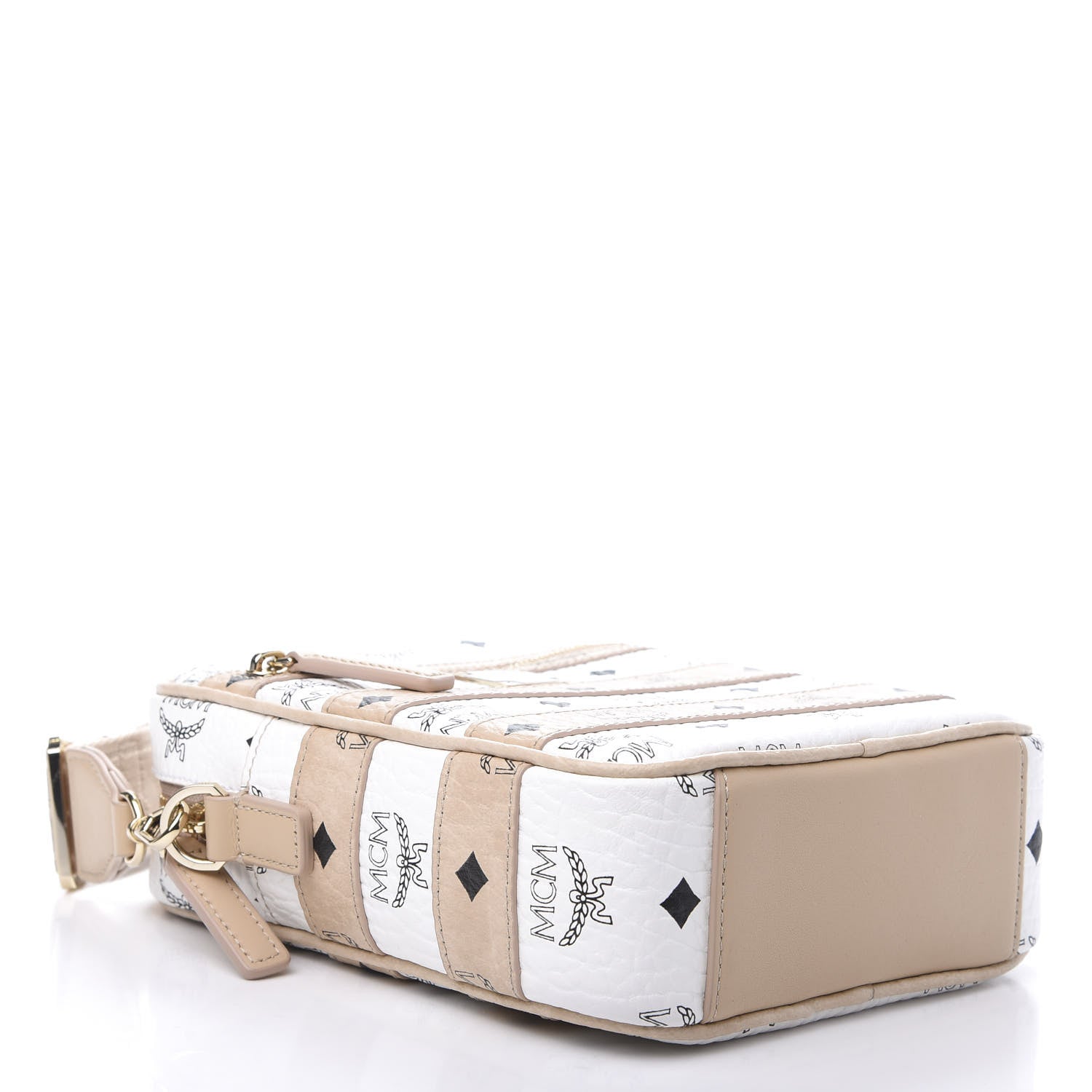 MCM Visetos Spot Crossbody Bag White Beige 4 of 9