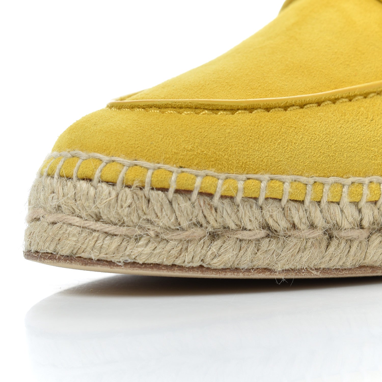 Hermes Suede Goatskin Womens Trip Espadrilles 38 Jaune Citron 11 of 18