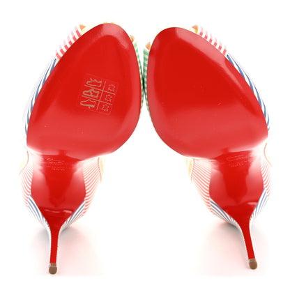 Christian Louboutin Patent Stripes Marine Alta 120 Pumps 36.5 Multicolor 17 of 27