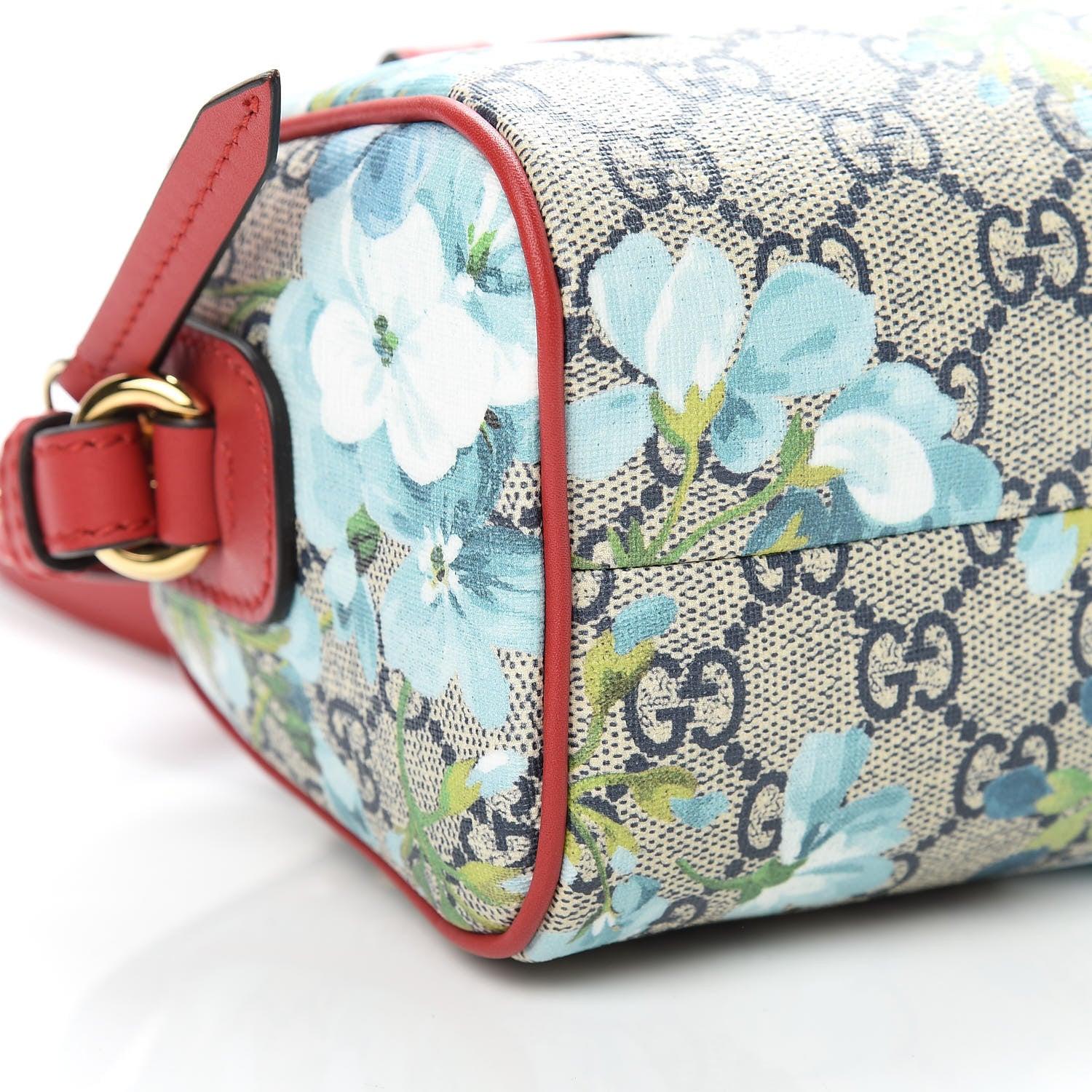Gucci GG Supreme Monogram Blooms Mini Boston Navy Blue Hibiscus 9 of 10