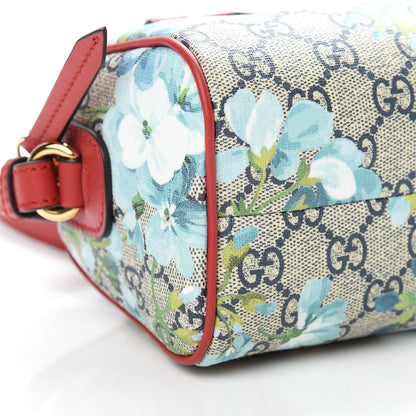 Gucci GG Supreme Monogram Blooms Mini Boston Navy Blue Hibiscus 9 of 10