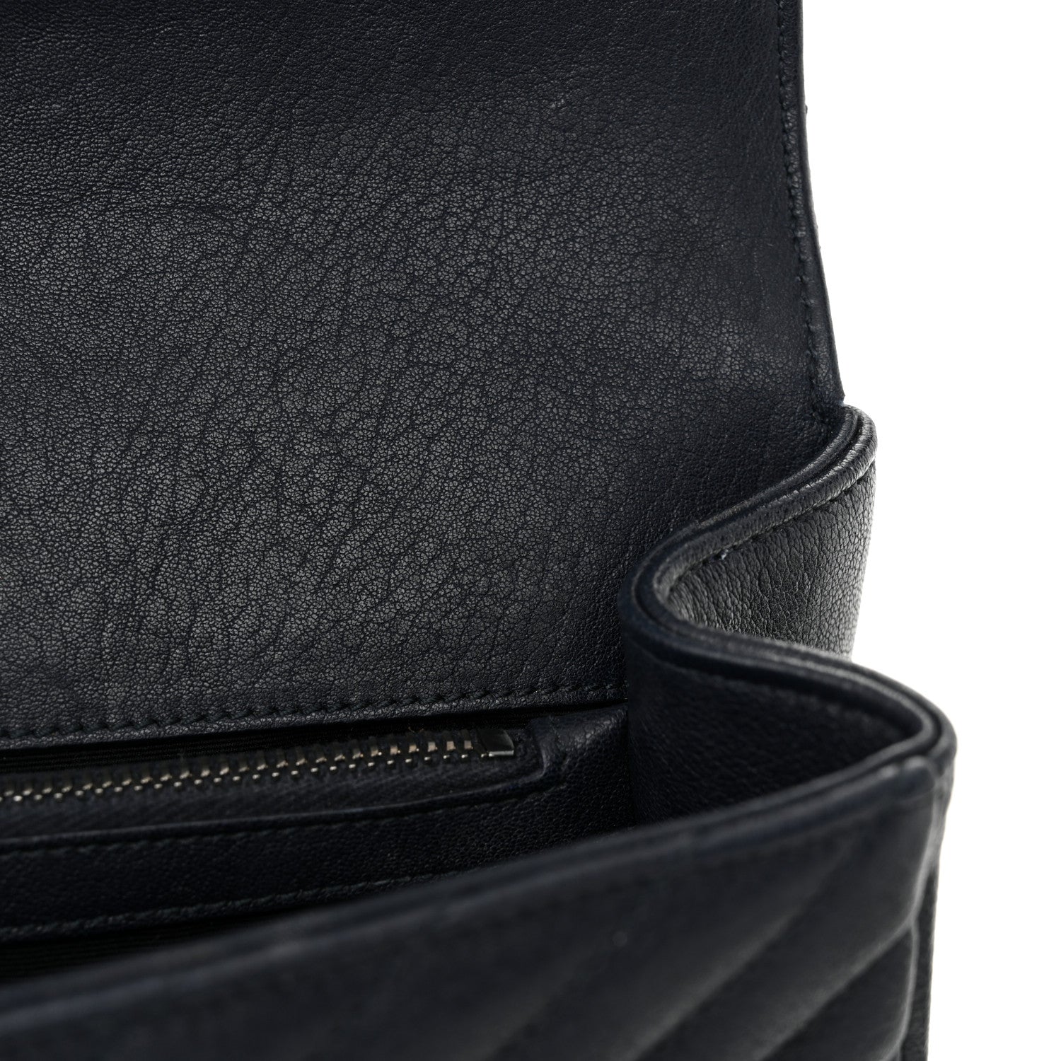 Saint Laurent Sheepskin Matelasse Chevron Monogram Medium College Bag Navy 11 of 12