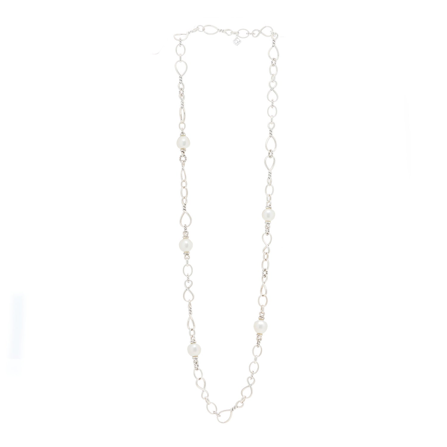 David Yurman Sterling Silver Pearl Medium Continuance Chain Necklace 2 of 4
