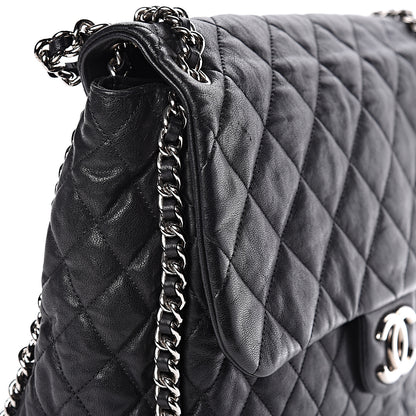 Chanel Washed Lambskin Quilted Maxi Chain Around Flap Black 14 of 15