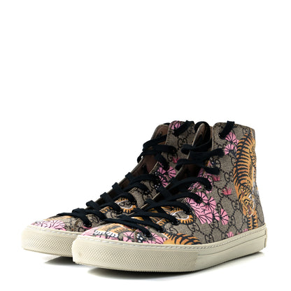 Gucci GG Supreme Monogram Bengal Pearl Womens High Top Sneakers 40 Beige Pink 2 of 8