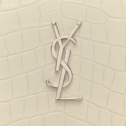 Saint Laurent Calfskin Crocodile Embossed Monogram Chain Wallet Blanc Vintage 7 of 9
