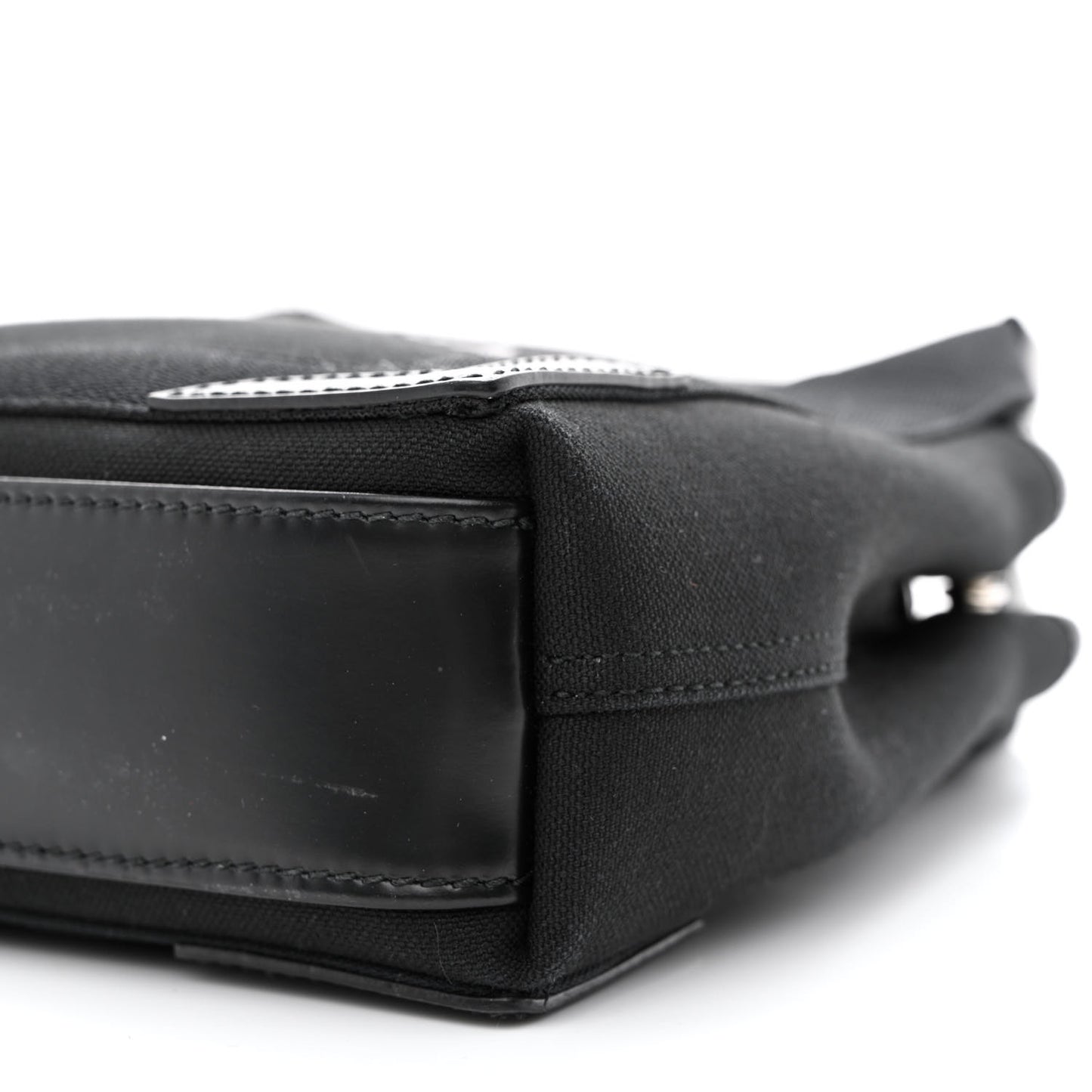 Cotton Canvas Calfskin Navy Cabas XS Black