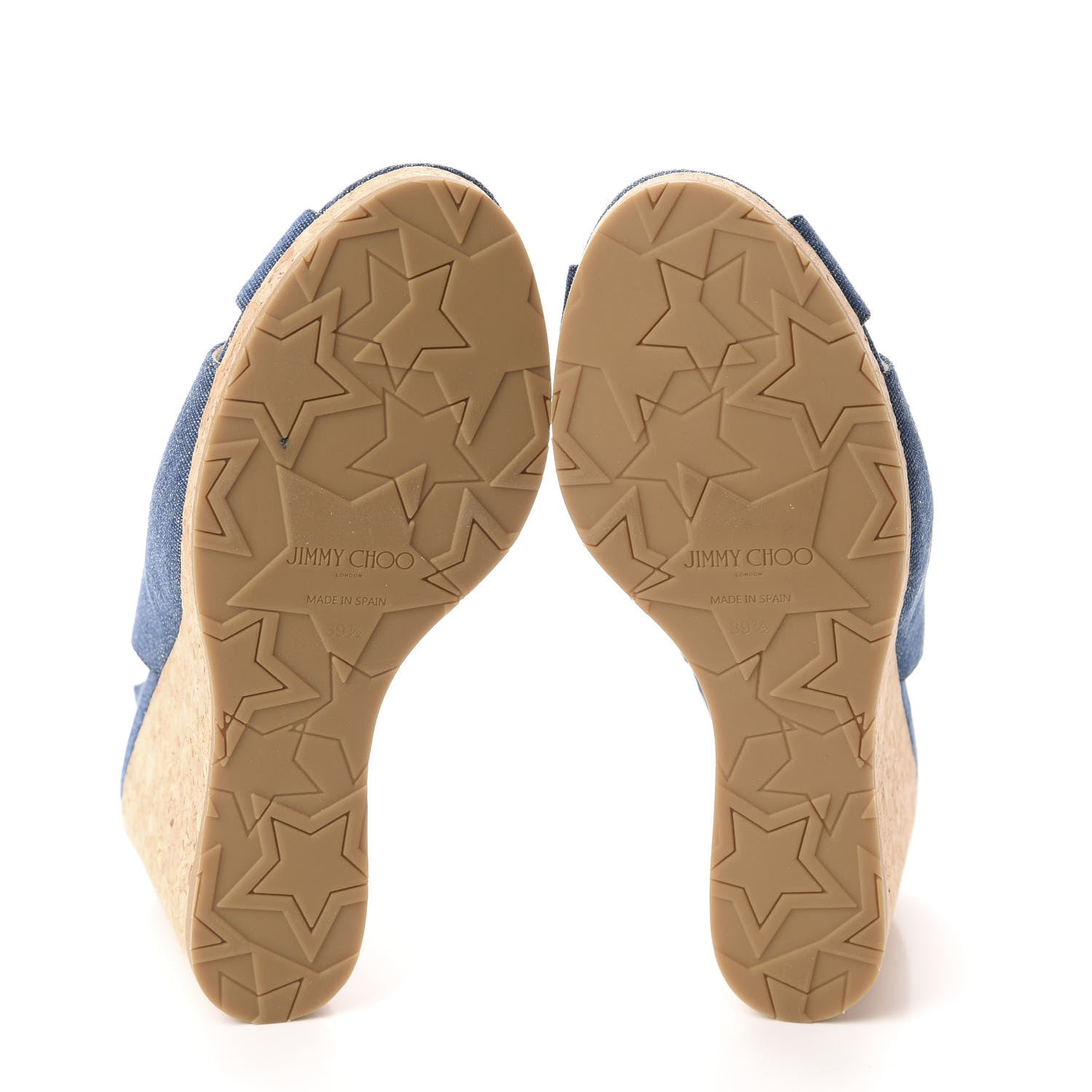 Jimmy Choo Denim Amely 105 Slingback Wedge Sandals 39.5 Navy 6 of 9