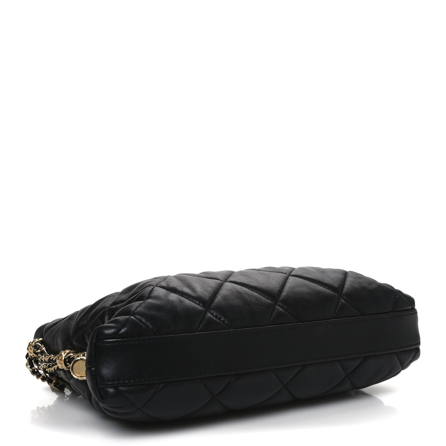 Lambskin Quilted Crush on Chains Hobo Black