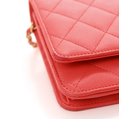 Chanel Lambskin Quilted Wallet On Chain WOC Red 13 of 13