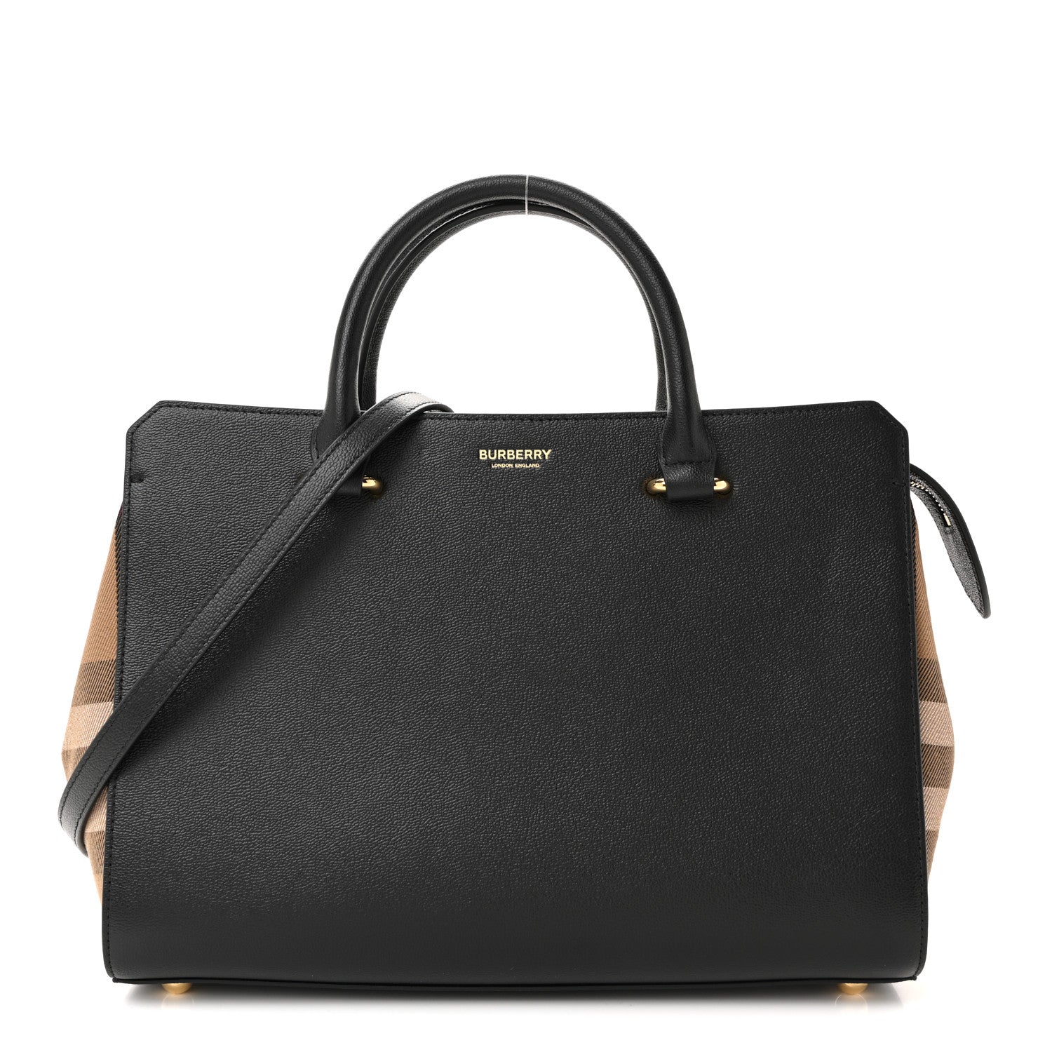 Burberry Calfskin Mega Check Small Banwell Tote Black 1 of 10