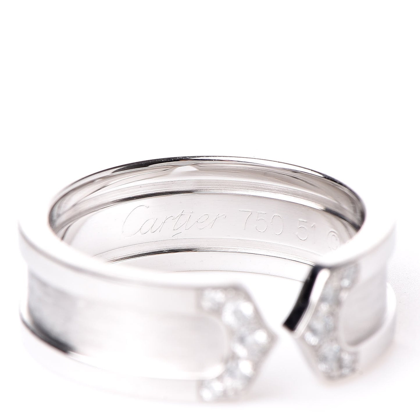 18K White Gold Diamond 6.5mm Logo De Ring 51 5.75