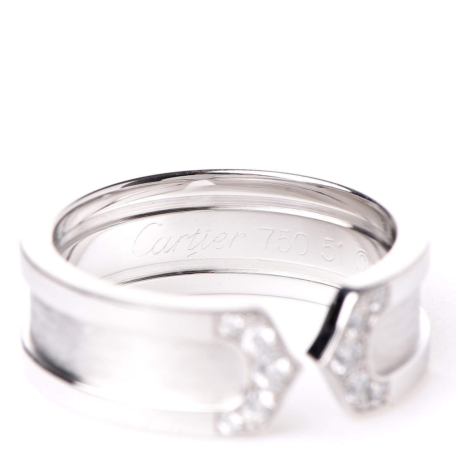 Cartier 18K White Gold Diamond 6.5mm Logo De Ring 51 5.75 4 of 6