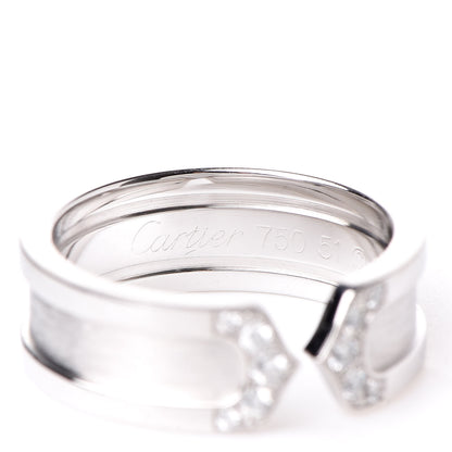 Cartier 18K White Gold Diamond 6.5mm Logo De Ring 51 5.75 4 of 6