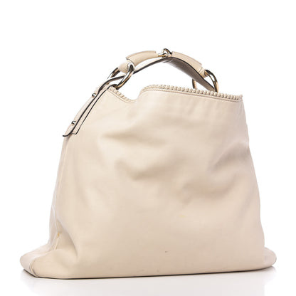 Gucci Calfskin Large Horsebit Chain Hobo Ivory 3 of 14